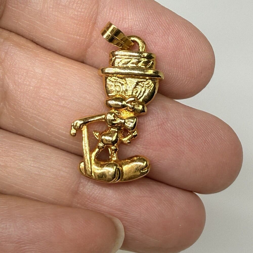 Vintage Warner Brothers Tweety Bird With Hat And Cane Gold Tone Pendant